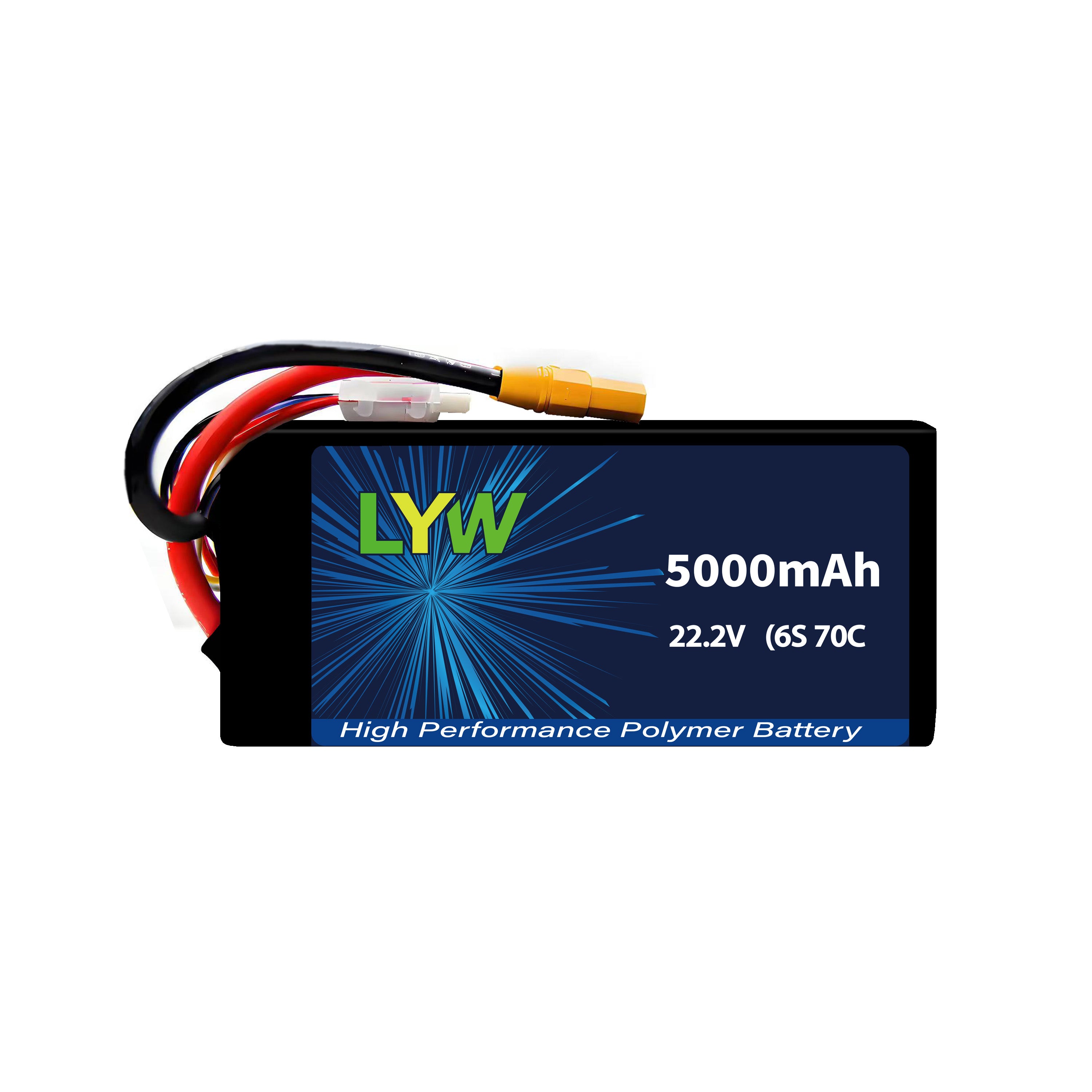 LYW 5000mAh 22.2V 6S 70C Lipo Battery with XT90 /EC5 Plug