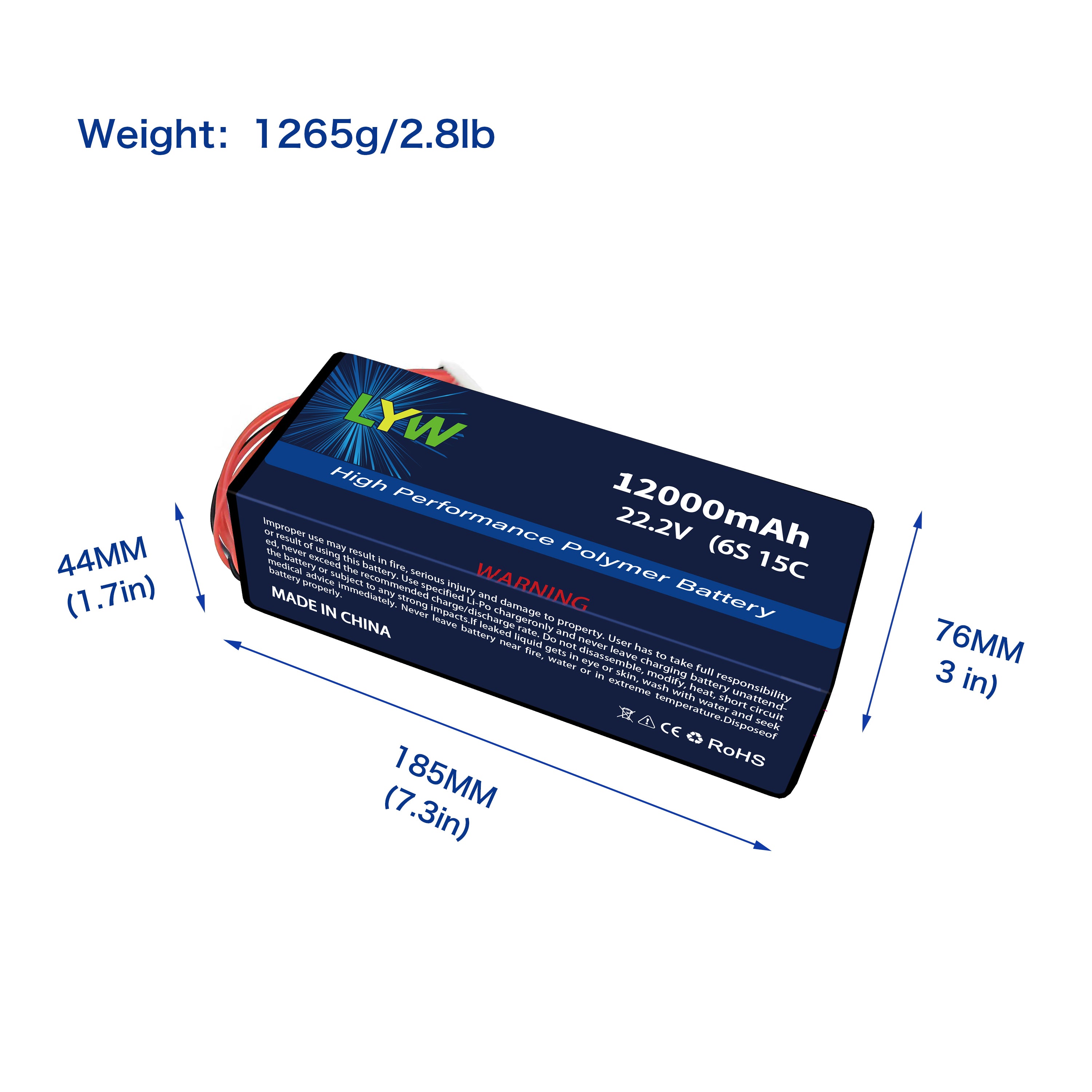 12000mah 6s lipo 30 c TERANTY 22.2V Battery for Drone LYW 12000mAh 22.2V 6S 15C