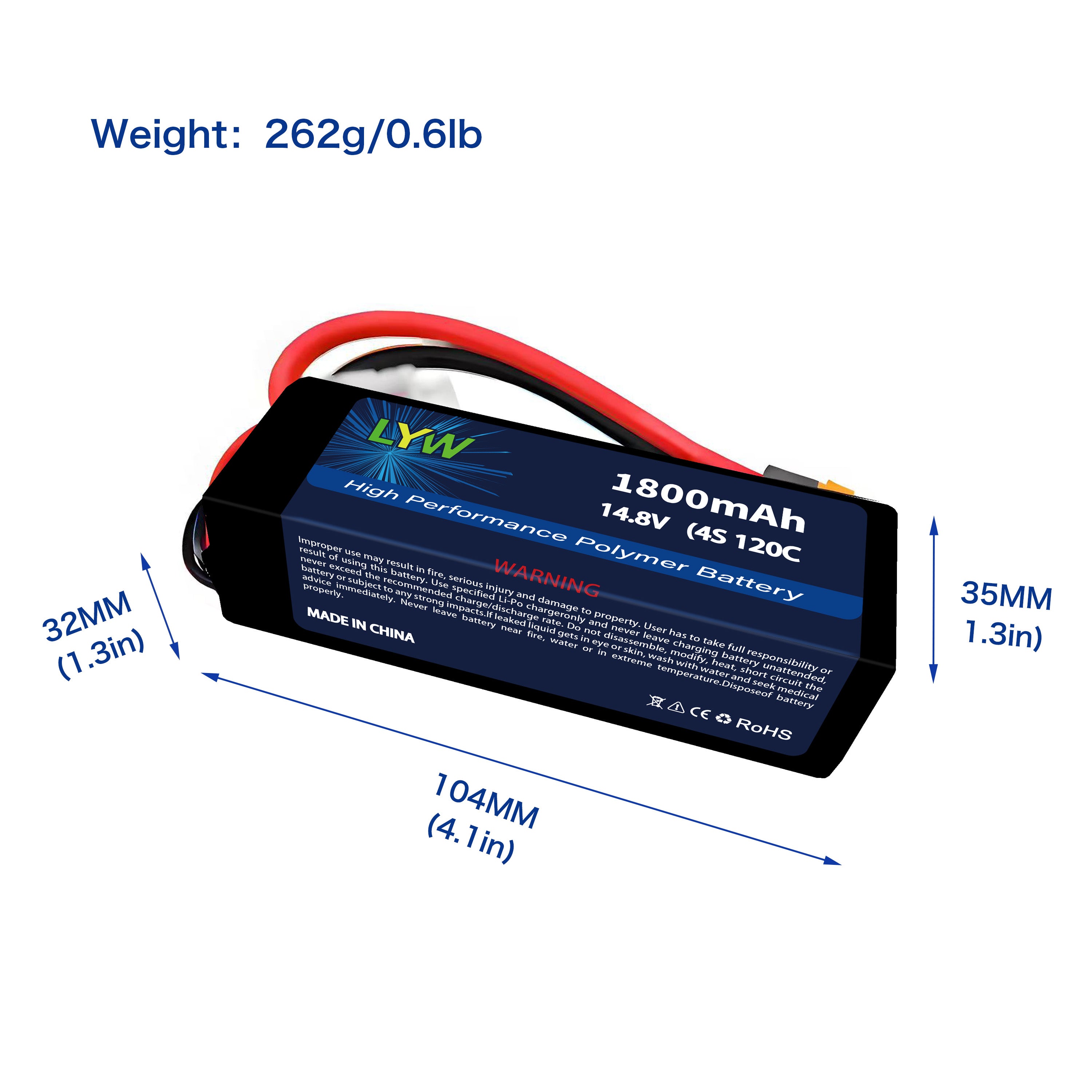 4s lipo 12000mah c Turnigy High Capacity 14.8V 12C Battery w/XT90 6 / 22.2V Constant Discharge LYW 1800mAh 14.8V 4S 120C(max