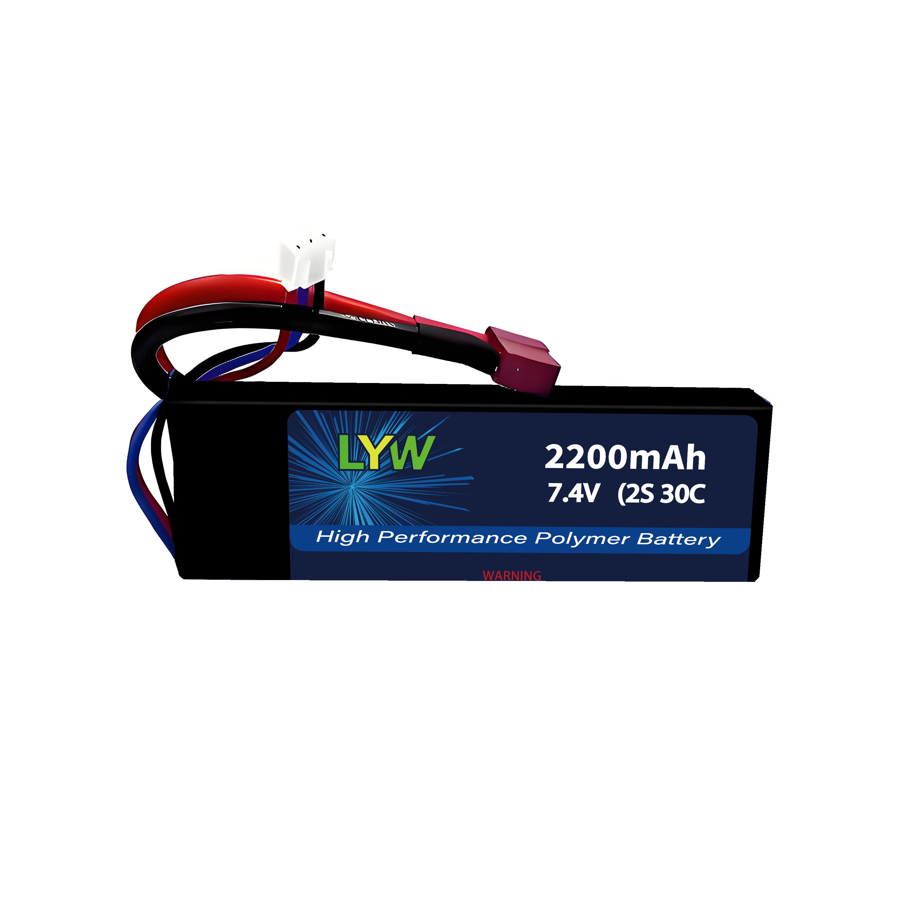 LYW 2200mAh 7.4V 2S 30C Lipo Battery with T/Dean Plug