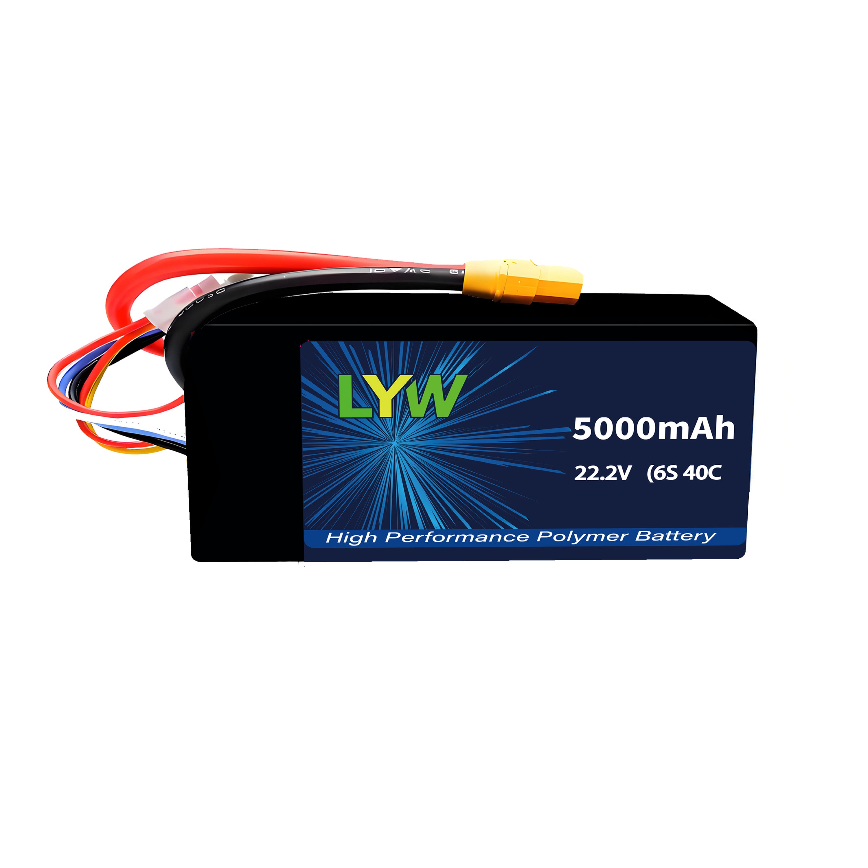 LYW 5000mAh 22.2V 6S 40C Lipo Battery XT90 Plug