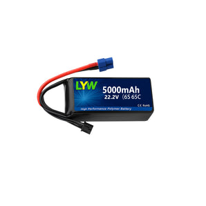 LYW 5000mAh 22.2V 6S 65C Lipo Battery with EC5 Plug(1/2/3/4PCS) - LYW